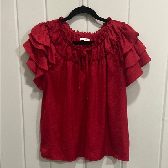 Maurices Tops - Maurices Red Ruffled Smocked Blouse